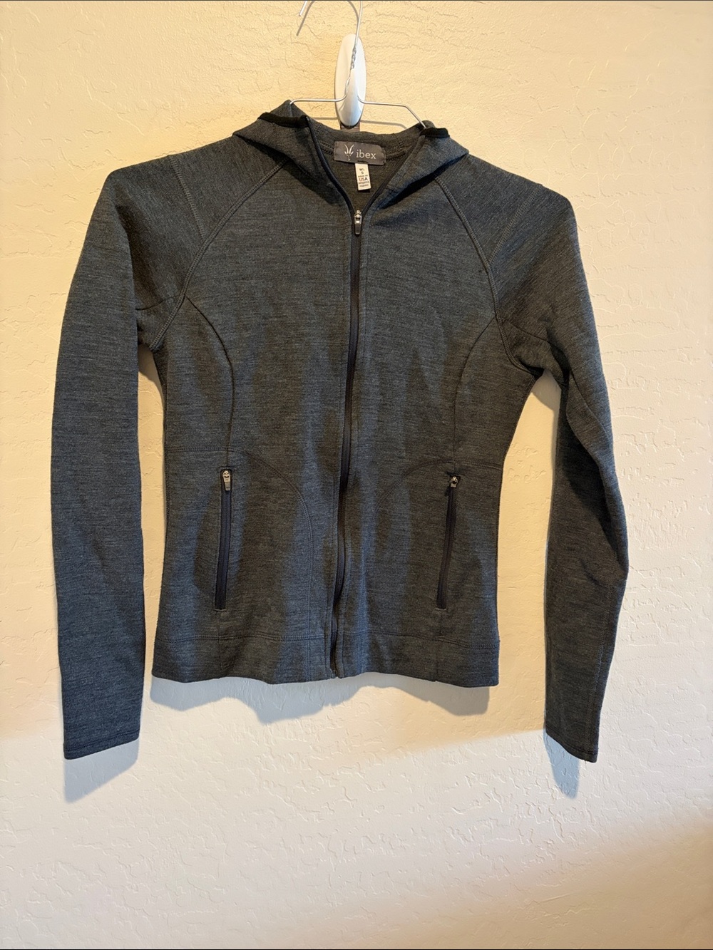 ibex Women's Dark Gray Full-Zip Hooded Sweatshirt